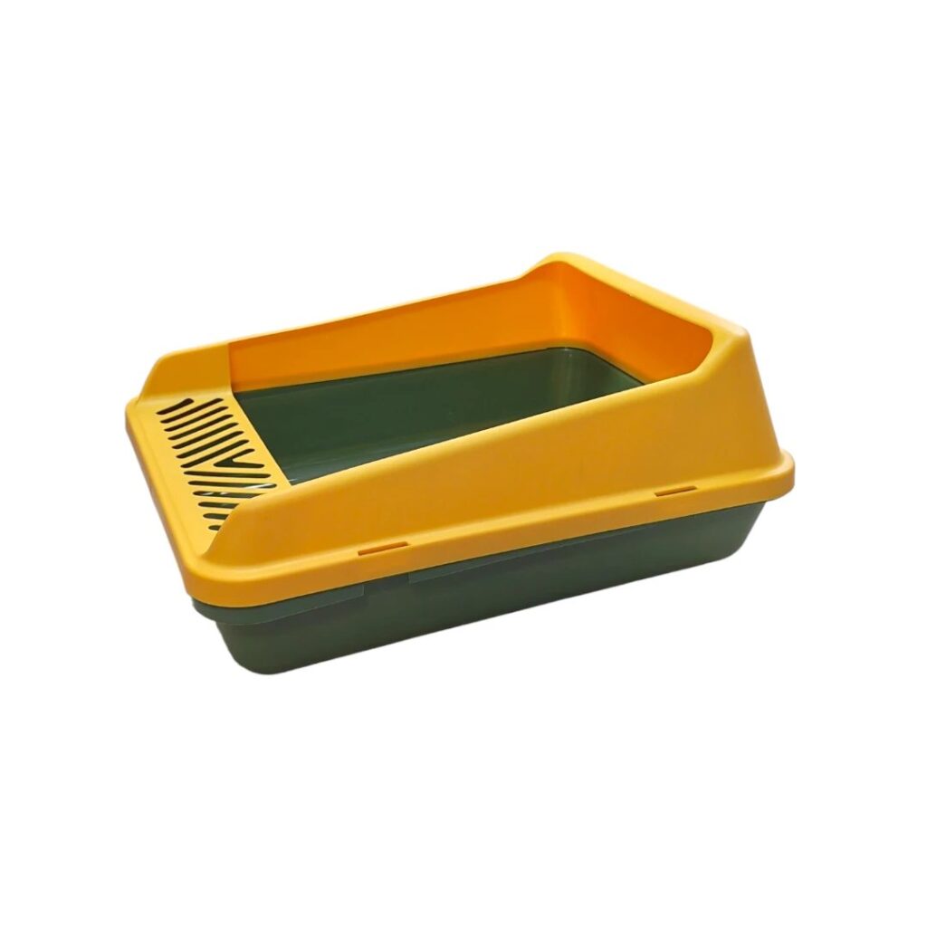 Котешка тоалетна с борд 35х26х14 см – компактна пластмасова тоалетна против разпиляване