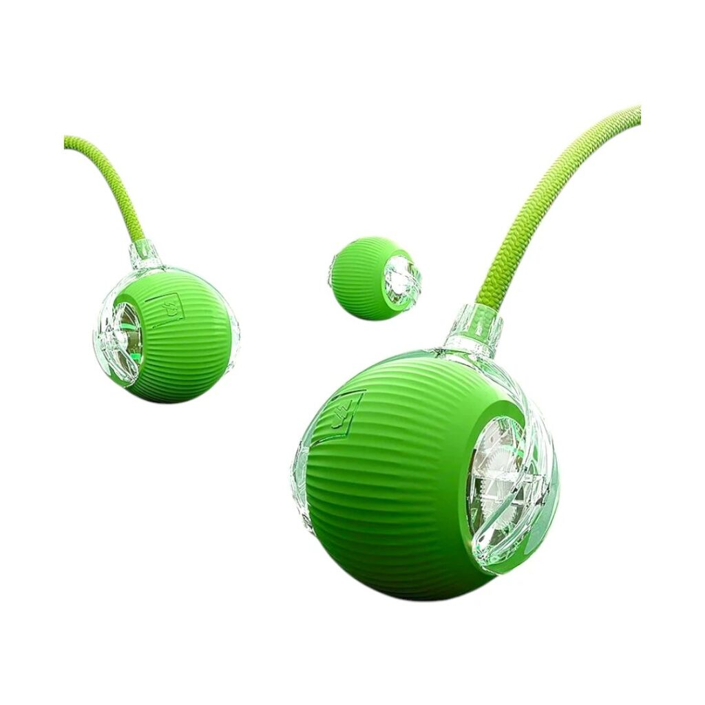 Интерактивна топка за котка с въже 11 см – въртяща се котешка играчка