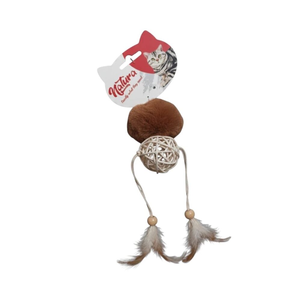 Natura Котешка играчка PTC-007 с ратанова топка и пера